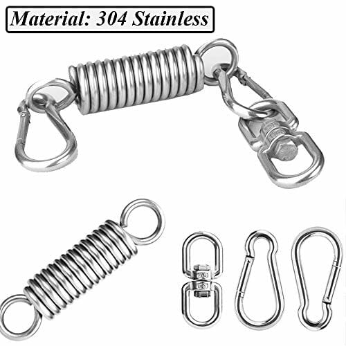 Sprężyna huśtawkowa, hamak, ze stali nierdzewnej, hamak, ze stali nierdzewnej, obciążenie do 250 kg, do użytku w pomieszczeniach, hamakach, fotelach wiszących, do jogi, na werandzie (srebrny) - obrazek 9