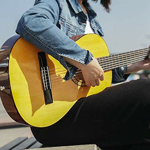 HUAWIND Gitara koncertowa dla początkujących 3/4, 6 nylonowych strun, zestaw gitar koncertowych z torbą koncertową 36", dla dzieci, dorosłych, początkujących - obrazek 2