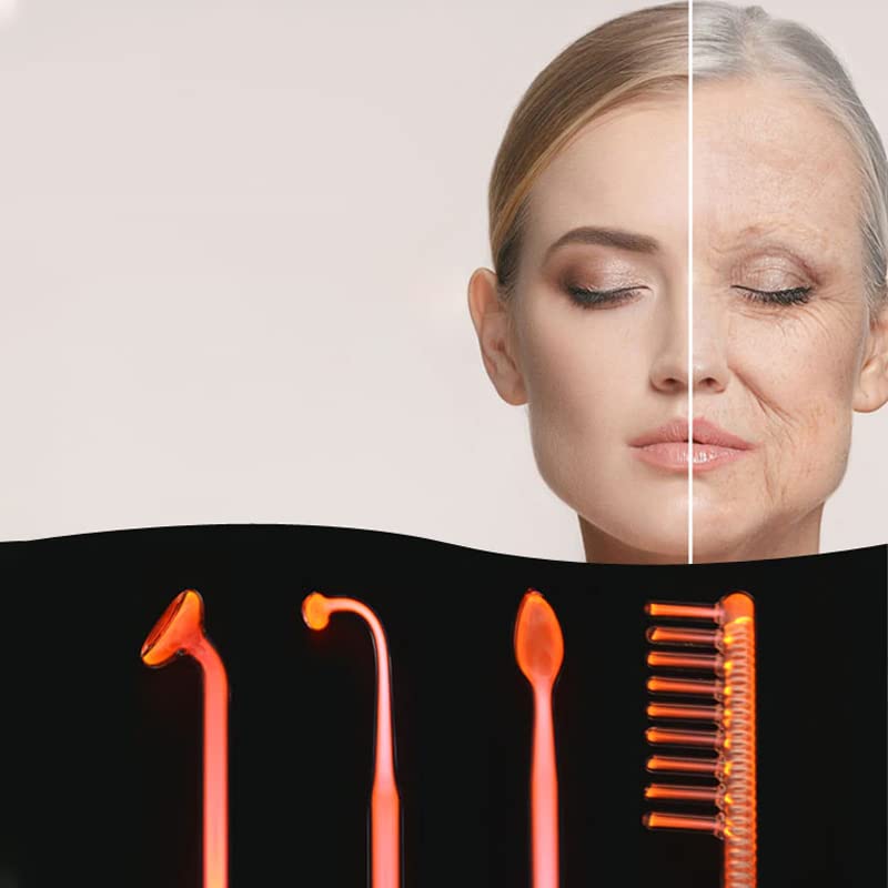 Retoo Przenośna maszyna HF Darsonval o wysokiej częstotliwości z 4 urządzeniami do masażu twarzy, przenośny zestaw do ujędrniania skóry o wysokiej częstotliwości, urządzenie kosmetyczne do redukcji zmarszczek, ciała i twarzy, trądziku, biała - obrazek 8