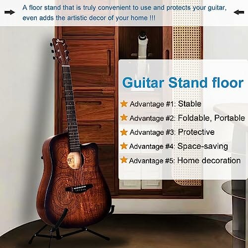 Gitara Winzz Western 4/4, gitara akustyczna dla dorosłych, 41 cali, zestaw gitarowy dla początkujących (grawerunek w stylu vintage), brązowa - obrazek 7