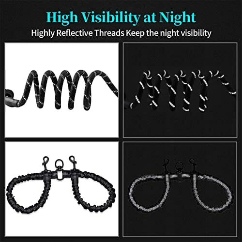 Podwójna smycz bez plątania, odblaskowa smycz dla dwóch psów, podwójna smycz z wyściełanymi uchwytami, bardzo elastyczna, krótka, dla dwóch psów, do spacerów/treningu - obrazek 3