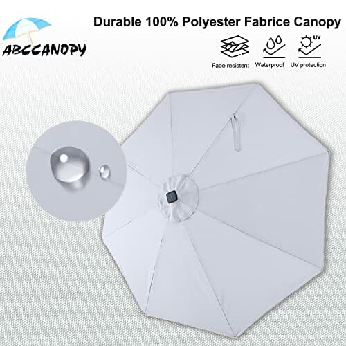 ABCCANOPY 275cm Gartenschirm Sonnenschirm neigbar mit 32 Solar-LED-Lichtern,für Garten,Deck,Schwimmbad,Sandstrand,Hellgrau - obrazek 9