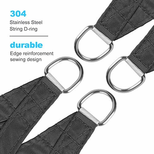 RATEL Sonnensegel 2x3m Rechteckig, Balkon Sonnenschutz Wetterschutz, 95% UV-Schutz Sonnensegel inkl Befestigungsseile, für Draußen Patio Garten Terrasse und Camping, Grau (2 x 3 m, Grau) - obrazek 6