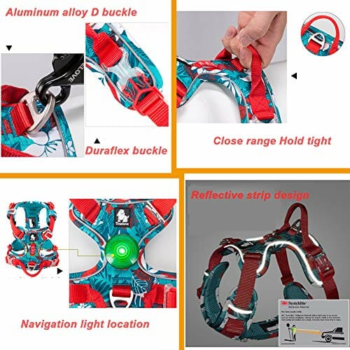 Szelki dla psa, bez ciągnięcia, odblaskowe, oddychające, regulowane przednie klipsy, szelki dla psa, outdoorowe, kamizelka treningowa dla zwierząt domowych, łatwa do kontrolowania, odpowiednia dla dużych, średnich i małych psów, bezpłatne oświetlenie LED dla psa - obrazek 2