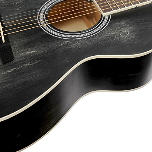 Winzz Gitara dla leworęcznych, gitara westernowa, czarna, 100 cm, zestaw dla początkujących z korektorem dźwięku, stojakiem, kostką do gitary, pasem do gitary, torbą - obrazek 3