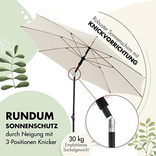 Doppler Sonnenschirm Rethink 200cm in Dunkelgrau - Runder Sonnenschirm für Balkon & Terrasse - Nachhaltiger Schirm - Balkonsonnenschirm mit Handöffner - Mit Hülle - Kippbarer Gartenschirm - obrazek 6