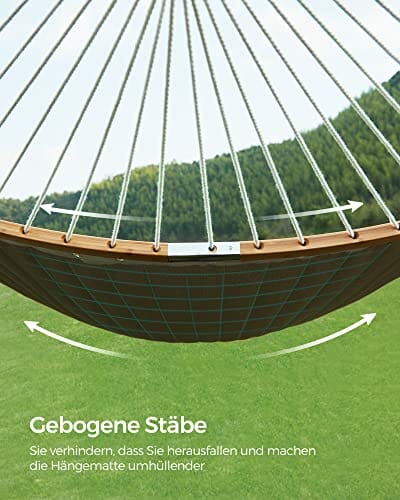 SONGMICS Hamak dla 2 osób, wyściełany, hamak outdoorowy z oddzielnymi bambusowymi drążkami, hamak kempingowy z poduszkami, 200 x 140 cm, maks. obciążenie 225 kg, kremowo-beżowy GDC34BE - obrazek 6