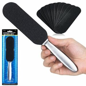 Frcolor Pilnik do stóp Callus Remover ze stali nierdzewnej, dwustronny pilnik do stóp i usuwania zrogowaciałego naskórka, 12 stopni uzupełniania