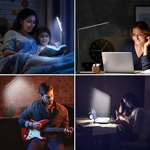Wielofunkcyjna lampa biurkowa LED, dotykowa, ściemniana, składana, ochrona wzroku, do biura, o świetle dziennym, 5 trybów oświetlenia i 5 poziomów jasności, światło dzienne, timer i ładowanie USB - obrazek 4