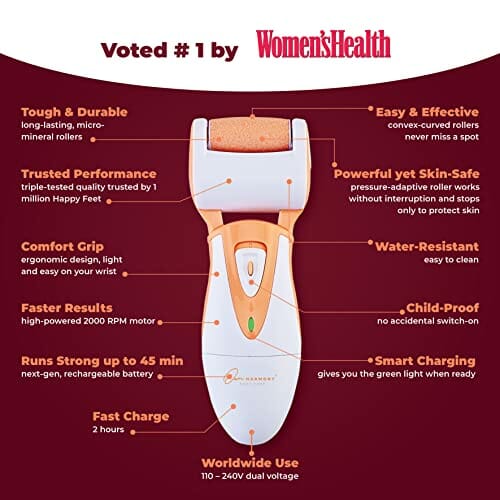 Elektryczne urządzenie do usuwania twardej skóry od Own Harmony – najlepszy oceniany profesjonalny środek do usuwania zrogowaciałego naskórka – do wielokrotnego ładowania pedicure i stóp z 3 dużymi rolkami zapasowymi do gładkich pięt - obrazek 5
