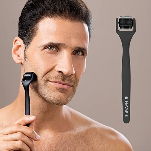 Navaris Wałek do brody - narzędzie do pielęgnacji porostu włosów na twarzy dla mężczyzn do włosów na twarzy - dermaroller dla mężczyzn do włosów na twarzy z pudełkiem do przechowywania - obrazek 8
