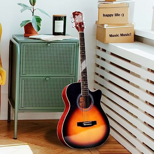 Winzz Gitara akustyczna, dla początkujących, dzieci i dorosłych, zestaw gitary westernowej z wieloma akcesoriami (40 cali-Sunburst Matt)… - obrazek 3