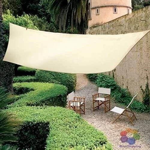 Vela Sonnenschirm dreieckig oder qudrata Farbe sand beige für Gärten Pole Bar Häuser komplett mit Ösen und Seil aus Propylen (3 m x 3 m, quadratisch, beige) - obrazek 2