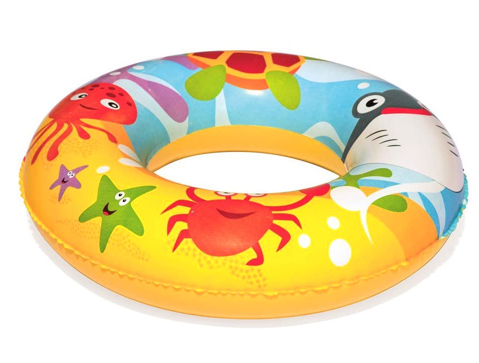 Zestaw Pool Ball koło do pływania basen - kolor: wielokolorowy - średnica umywalki: 122 cm - z wytrzymałego materiału winylowego - z grafiką zwierząt wodnych - obrazek 3