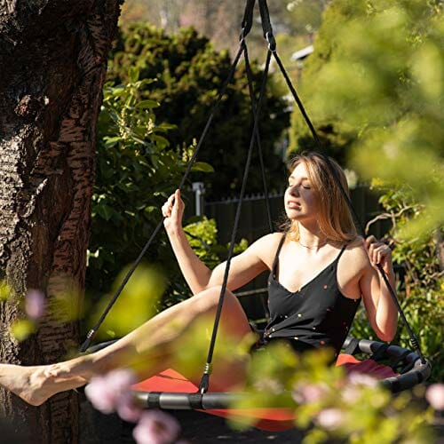 Relaxdays Okrągła huśtawka wisząca, dla dzieci i dorosłych, regulowana - obrazek 7