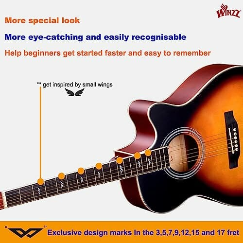 Winzz Gitara akustyczna, dla początkujących, dzieci i dorosłych, zestaw gitary westernowej z wieloma akcesoriami (40 cali-Sunburst Matt)… - obrazek 6