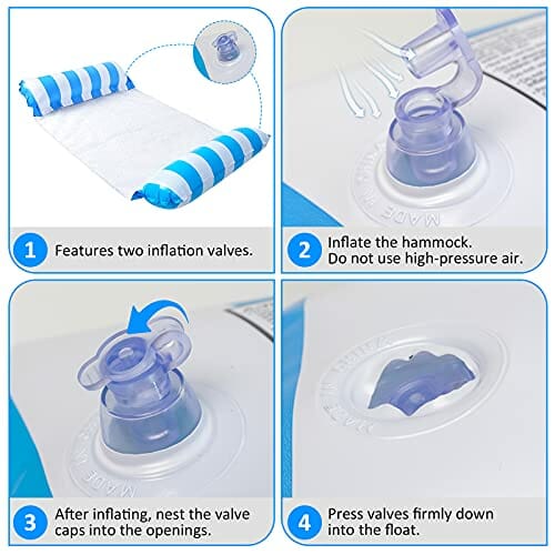 YLSCI Basen Float i hamak wodny, wielofunkcyjny nadmuchiwany basen 4 w 1, dla dorosłych z pompą powietrzną, na basen, plażę, na zewnątrz (niebieski, zielony) - obrazek 5