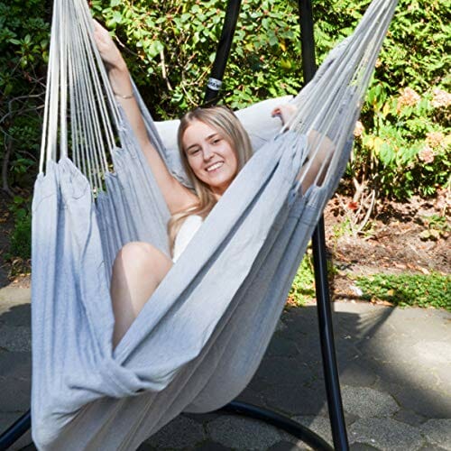 AMANKA Fotel wiszący XXL z komorą boczną i poduszką – 220 x 120 cm, hamak zewnętrzny do 150 kg - obrazek 7