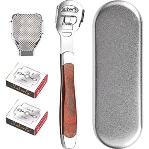 Zestaw do usuwania zrogowaciałego naskórka i usuwania zrogowaciałego naskórka, profesjonalny skrobak do stóp z głowicą pilnika + 20 ostrzami zapasowymi do pielęgnacji stóp