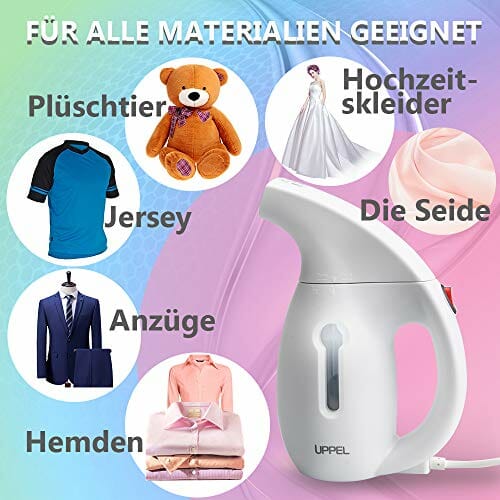 UPPEL Żelazko parowe Steamer, żelazko podróżne, szczotka parowa, przenośna ze zbiornikiem na wodę 180 ml, mini idealne do domu, na urlop i w podróży służbowej, bezpieczne i lekkie - obrazek 4