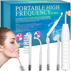 Retoo Przenośna maszyna HF Darsonval o wysokiej częstotliwości z 4 urządzeniami do masażu twarzy, przenośny zestaw do ujędrniania skóry o wysokiej częstotliwości, urządzenie kosmetyczne do redukcji zmarszczek, ciała i twarzy, trądziku, biała