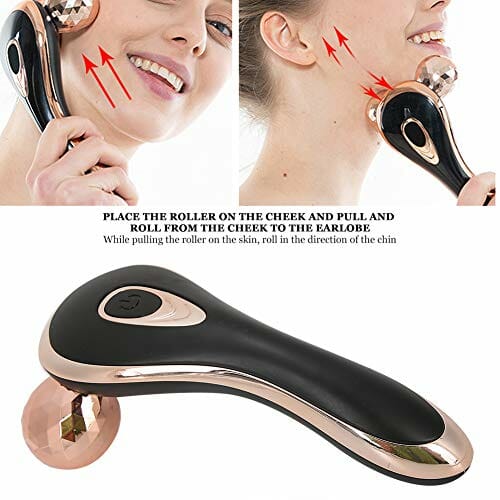 3D Y Shaped Electric Face Roller Massage Masażer Liftingujący Twarz - Mikroprądowa Rolka do Twarzy do Masażu Twarzy, Napinanie Skóry, Masażer do Usuwania Podwójnego Podbródka Rolka do(Złoto) - obrazek 5