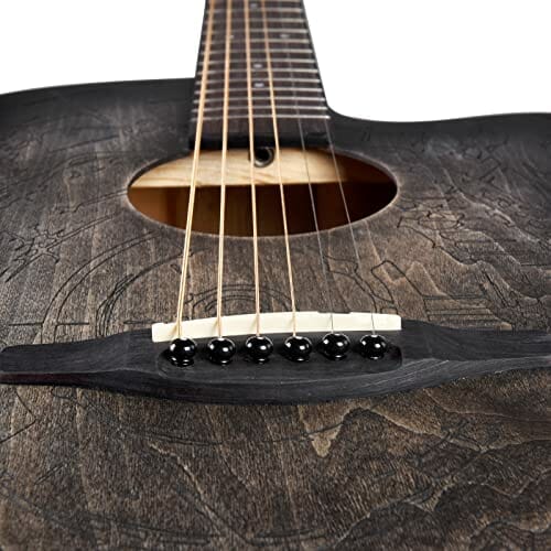 Winzz Gitara westernowa 4/4, gitara akustyczna, dla dorosłych, 41 cali, zestaw gitarowy dla początkujących (grawerunek w stylu vintage) - obrazek 6