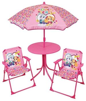 FUN HOUSE PAT'PATROUILLE Gartenm�bel - 1 Tisch 46x�46 cm, 2 St�hle H.53xB.38,5xT.37,5cm und 1 Sonnenschirm