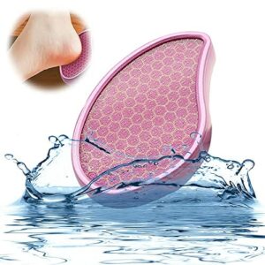 Pilnik do zrogowaciałej skóry na mokro i na sucho, 2 w 1, do usuwania zrogowaciałego naskórka, szkło nano do pielęgnacji stóp, gruby kallus, usuwanie nagniotków (różowy)