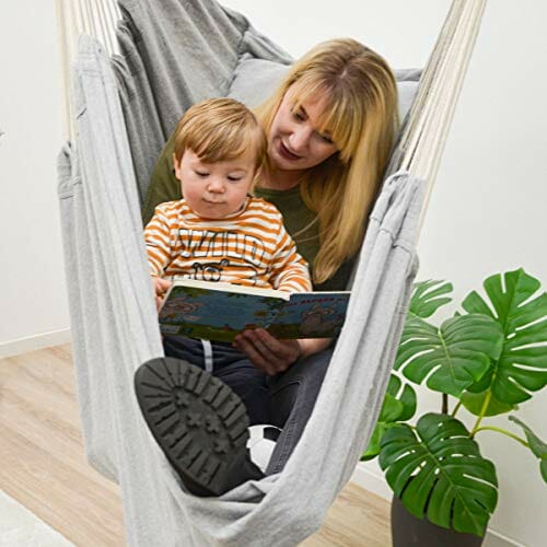 AMANKA Fotel wiszący XXL z komorą boczną i poduszką – 220 x 120 cm, hamak zewnętrzny do 150 kg - obrazek 8