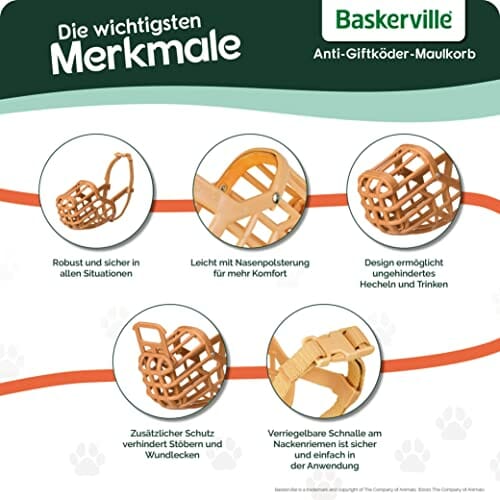 Company of Animals Baskerville Anty-Luz Pies Kaganiec, Rozmiar 4, Wyczyść - obrazek 6