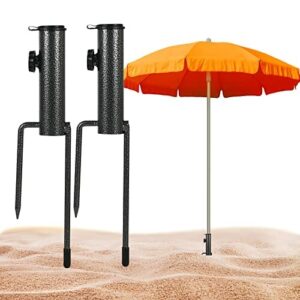 JinsenTGG Rasendorn Sonnenschirmständer Sonnenschirmhalter, Rasen-Erdspieß für Sonnenschirm, Tragbarer Schirmständer mit Erdspieß für Sonnenschirm/Gartenschirm/Angelschirm (Schwarzer-2Pc)