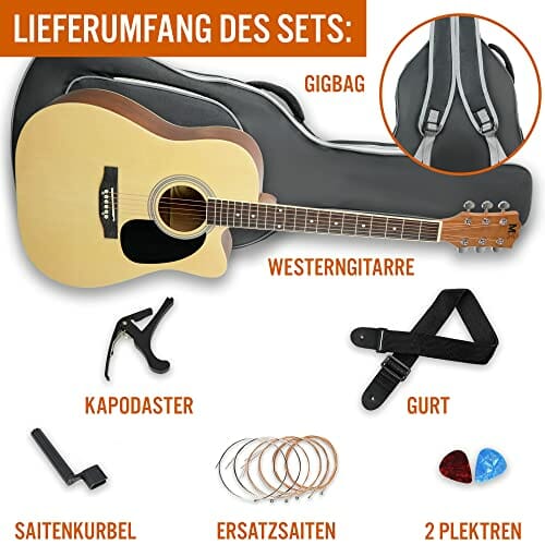 3rd Avenue MX Pełnowymiarowa gitara akustyczna z naturalnym wycięciem, - obrazek 5