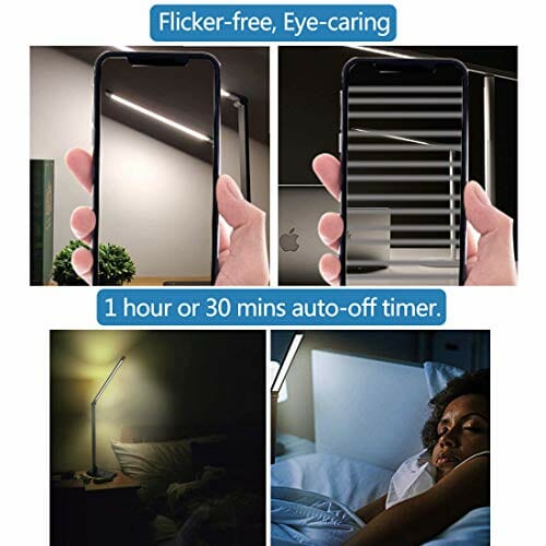 Wielofunkcyjna lampa biurkowa LED, dotykowa, ściemniana, składana, ochrona wzroku, do biura, o świetle dziennym, 5 trybów oświetlenia i 5 poziomów jasności, światło dzienne, timer i ładowanie USB - obrazek 5