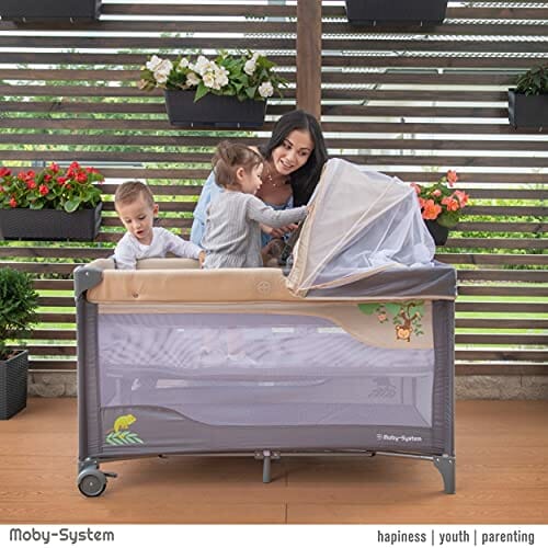 Moby-System Łóżeczko Turystyczne z Przewijakiem, Daszkiem i Moskitierą - obrazek 9