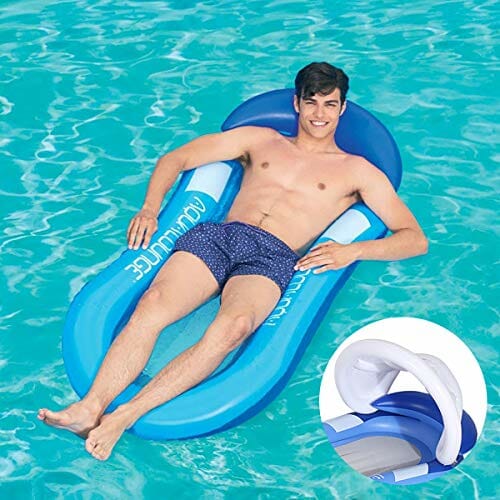 Queta Materac dmuchany na basen, dmuchany hamak wodny, zabawka na lato, basen, zabawka niebieska, 160 x 90 cm - obrazek 3