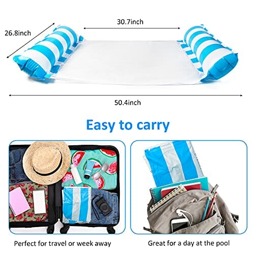 YLSCI Basen Float i hamak wodny, wielofunkcyjny nadmuchiwany basen 4 w 1, dla dorosłych z pompą powietrzną, na basen, plażę, na zewnątrz (niebieski, zielony) - obrazek 3