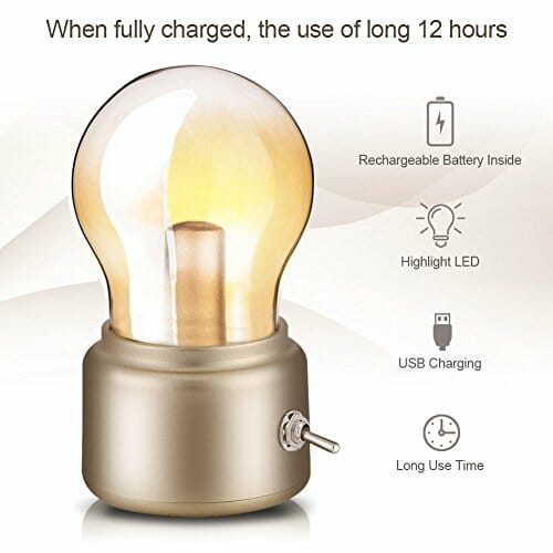 z żarówką retro USB Ładowalna lampka nocna LED Mini Lampka nocna na bi - obrazek 8