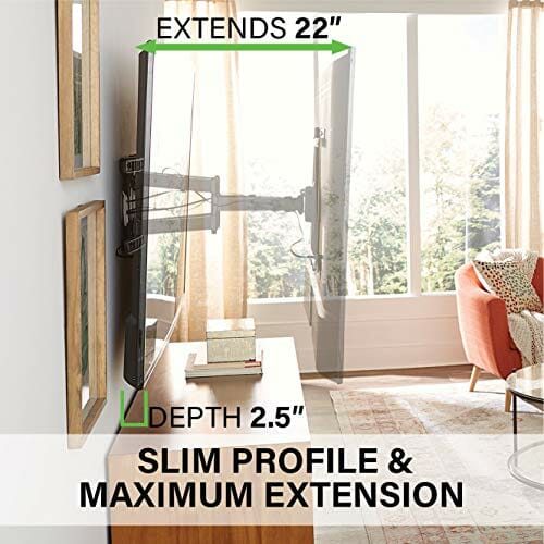 SANUS Najwyższej jakości uchwyt do telewizora Full Motion do telewizorów 42"-90" - solidne i płynne rozszerzenie, obrotowe i uchylne do dużych telewizorów - uniwersalna konstrukcja pasuje do Samsung, LG, Vizio, TCL i nie tylko - łatwa instalacja -OLF22 - obrazek 9