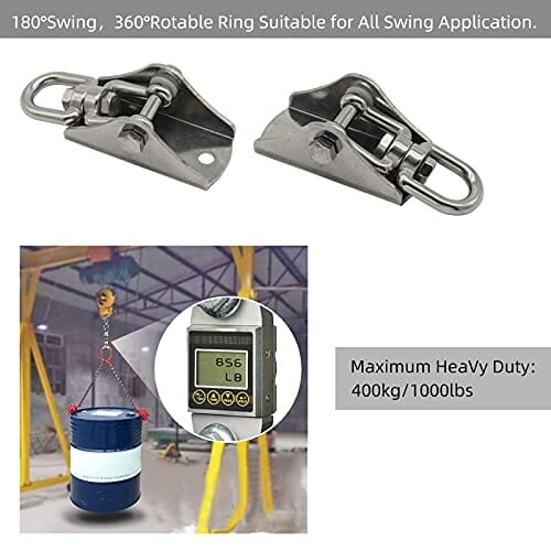 Wytrzymałe wieszaki na huśtawki WorthPlanet 2 szt. Antirust Obrotowy wieszak na huśtawki ze stali nierdzewnej Huśtawka 360 ° 1000Lbs Pojemność na huśtawki Hamaki Wiszące krzesła Torba do garbienia Joga W200014 - obrazek 6