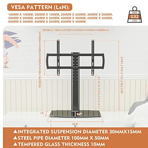 HT03B-003P Uniwersalny stojak pod telewizor z uchwytem ściennym od 40 - obrazek 4