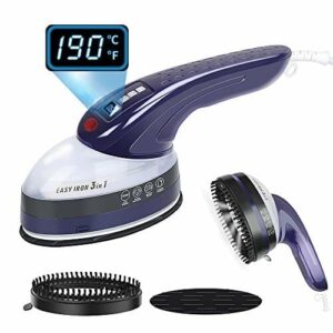 POWERAXIS Żelazko parowe 1600 W z wyświetlaczem HD, szybkie nagrzewanie, nadaje się do prasowania koszul, garniturów, sukienek, prześcieradła, poszewek na poduszki, zasłon, obrusów (niebieskie)