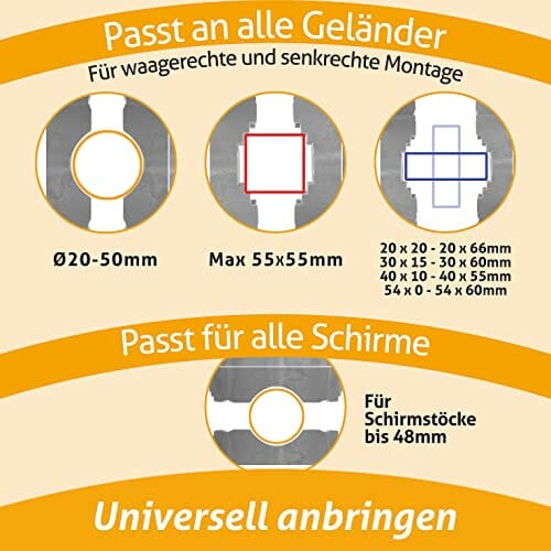 4smile Uchwyt na parasol przeciwsłoneczny na balustradę balkonową - be - obrazek 3