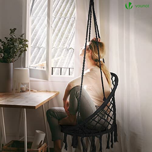 VOUNOT Fotel wiszący z frędzlami i wygodnym siedziskiem, średnica 80 c - obrazek 7