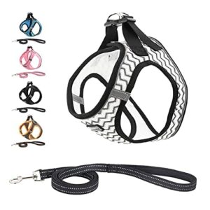 Suredoo Odblaskowe szelki i smycz z miękkiej siatki, bez ciągnięcia, oddychająca wyściełana smycz z kamizelką, komfortowy trening chodzenia dla małych szczeniąt / psów / kotów (XXS, biały)