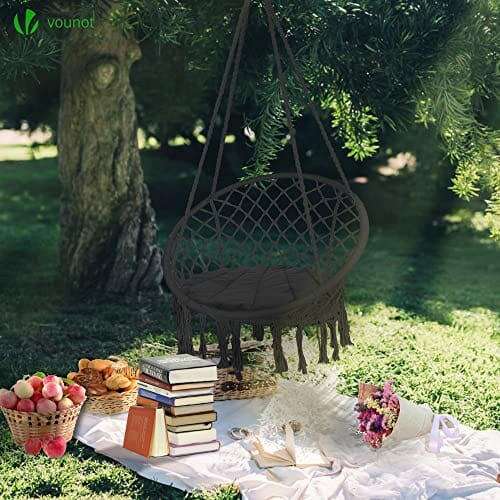 VOUNOT Fotel wiszący z frędzlami i wygodnym siedziskiem, średnica 80 c - obrazek 6