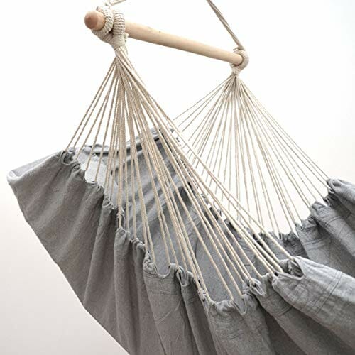 AMANKA Fotel wiszący XXL z komorą boczną i poduszką – 220 x 120 cm, hamak zewnętrzny do 150 kg - obrazek 4