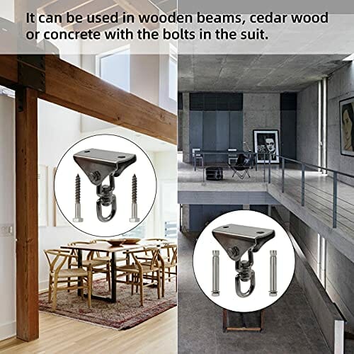 Wytrzymałe wieszaki na huśtawki WorthPlanet 2 szt. Antirust Obrotowy wieszak na huśtawki ze stali nierdzewnej Huśtawka 360 ° 1000Lbs Pojemność na huśtawki Hamaki Wiszące krzesła Torba do garbienia Joga W200014 - obrazek 4