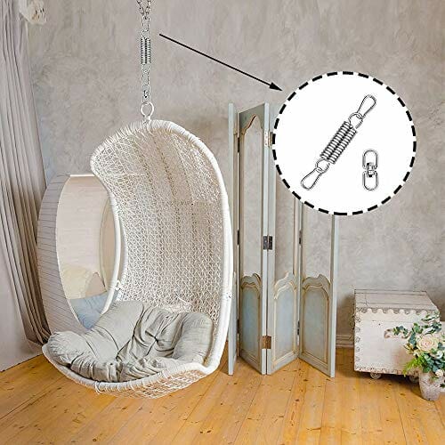 Sprężyna huśtawkowa, hamak, ze stali nierdzewnej, hamak, ze stali nierdzewnej, obciążenie do 250 kg, do użytku w pomieszczeniach, hamakach, fotelach wiszących, do jogi, na werandzie (srebrny) - obrazek 2