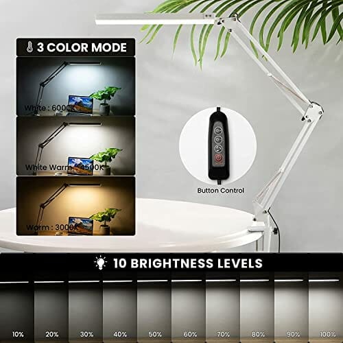 Lampa Biurkowa LED z Zaciskiem (Swing Arm - Biały) - obrazek 15